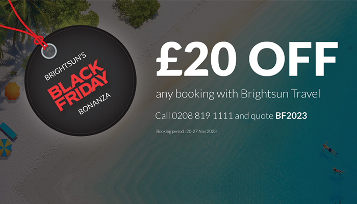 Enjoy GBP20 Discount on Travel with the Brightsun Travel Black Friday Bonanza!