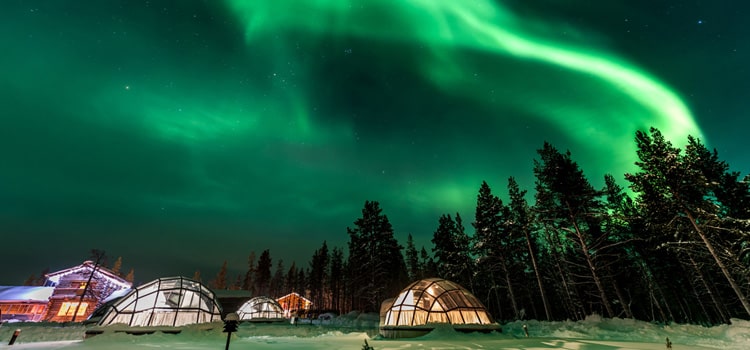 Green powerful bright aurora
