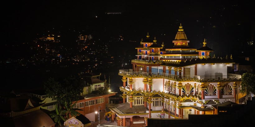 Night view gangtok capital city sikkim