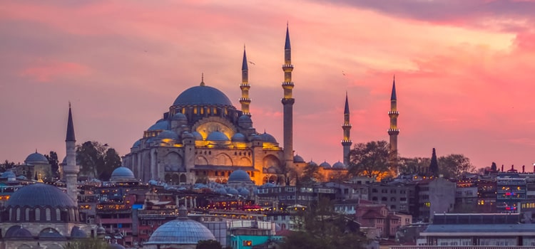 Sunset istanbul turkey suleymaniye mosque ottoman