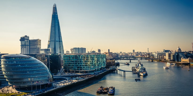 aerial view on thames london city