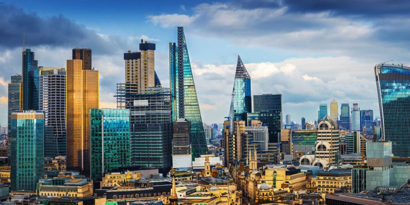 london england panoramic skyline view bank