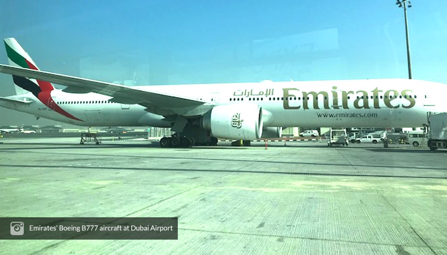 Emirates-Boeing-B777-Aircraft-at-Dubai-Airport-Book-Air-Ticket-Brightsun-Travel